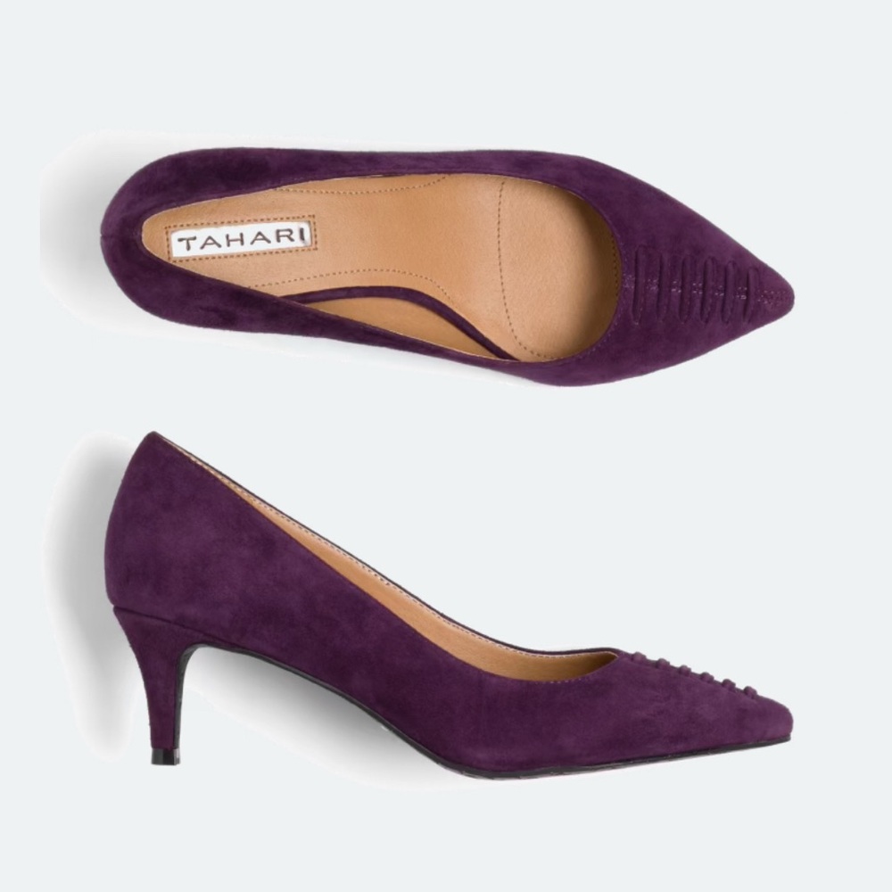 Tahari Purple Revolve Suede Heel